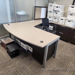 Grey U/C Suite Bow Front Office Desk w/ Lateral Storage